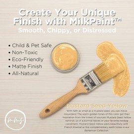 Miss Mustard Seed's MilkPaint for Furniture, Wood, Cabinets, Walls, Brick, and Stone, Water Based, All Natural, Eco Friendly, Organic, No VOCs (Mustard Seed Yellow, Quart)