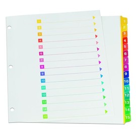 Oxford Binder Dividers Colour Coded Tabs, 1-15, Letter Size, Assorted