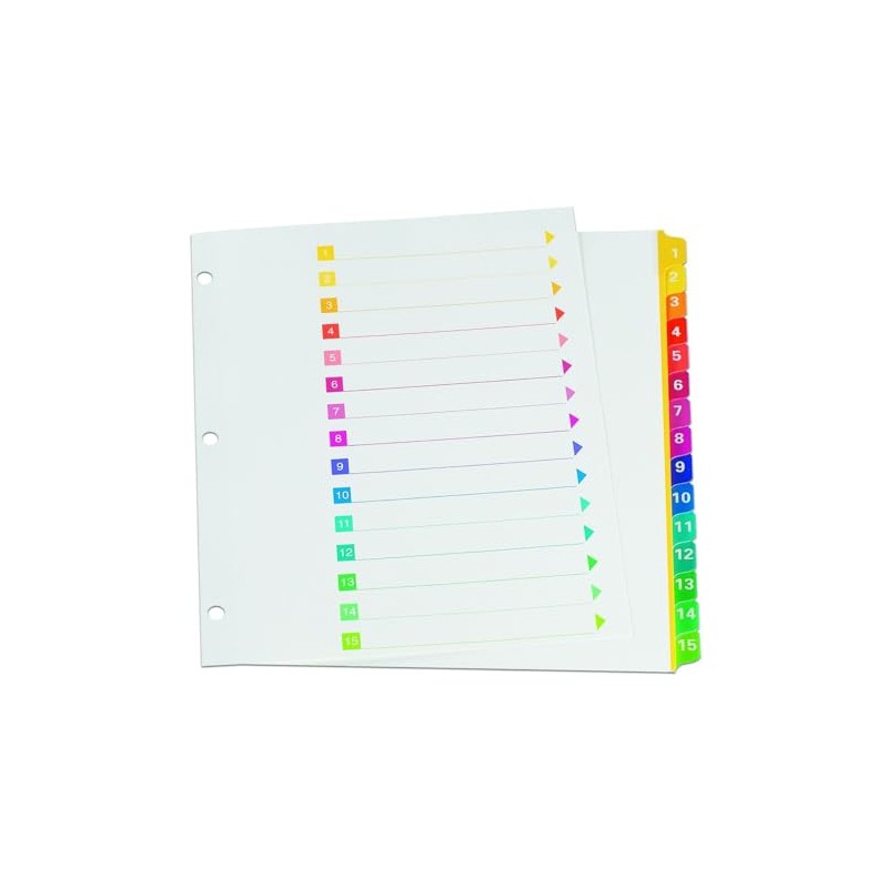 Oxford Binder Dividers Colour Coded Tabs, 1-15, Letter Size, Assorted