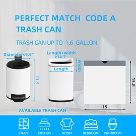 120 Counts 1.6 Gallon Mini Drawstring Trash Bags, Small Garbage Bags by KSSKSS, Code a fit 4.5-8 Liter, 1.2-2 Gal, White Trash Bin Liners for Home Office Kitchen Bathroom Bedroom