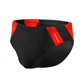 sesto senso Men's Swimming Trunks M to 4XL Swimwear Swimming Shorts, Black Red - Db 447