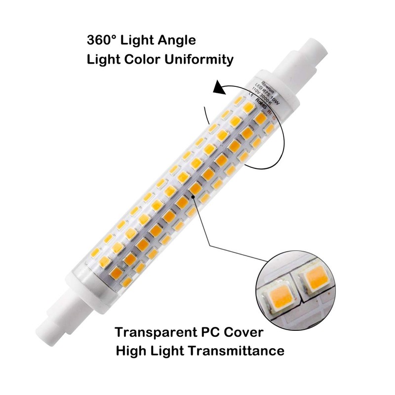 R7S LED 118mm Dimmable, 10W Soft White (3000K) 1000lm 108pcs
