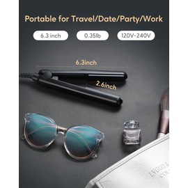 Wavytalk Mini Flat Iron 0.7 Inch Ceramic Mini Hair Straightener, Small Flat Irons for Short Hair, Curls Bangs, Dual Voltage for Travel