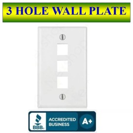 Unbranded Wall Plate 3 Port White Keystone Jack for RJ45 HDMI, USB, A/V Connectors