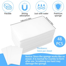 48 Pieces Magic Cleaning Sponges - White Multi-Function Sponges for Scrubbing & Erasing - Disposable Cleaning Cloths for Kitchen, Hard to Reach Areas & Shoes