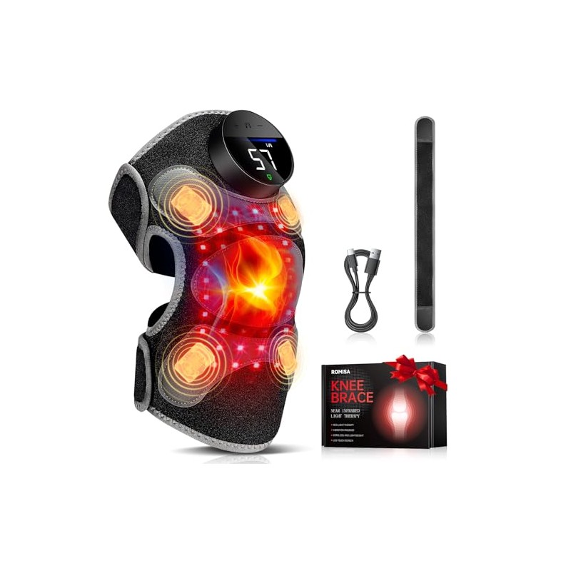 Upgraded PRO Red Light Therapy Knee Brace & 4 Vibration
