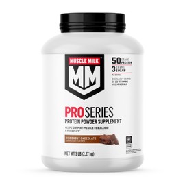 Muscle Milk Muscle Milk Pro Series Protein Powder Supplement, Knockout Chocolate, 5 Pound, 28 Servings, 50g Protein, 3g Sugar, 20 Vitamins & Minerals, NSF Certified for Sport, Workout Recovery