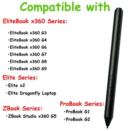 Active Pen G3 Compatible with HP Active Pen G3 EliteBook x360 G3/G4/G6/G7/G8/G9,HP Elite x2,HP ZBook Studio x360 G5,HP ProBook G1/G2,HP Elite Dragonfly Laptop for HP T4Z24AA 1FH00AA 4KL69AA(Black)