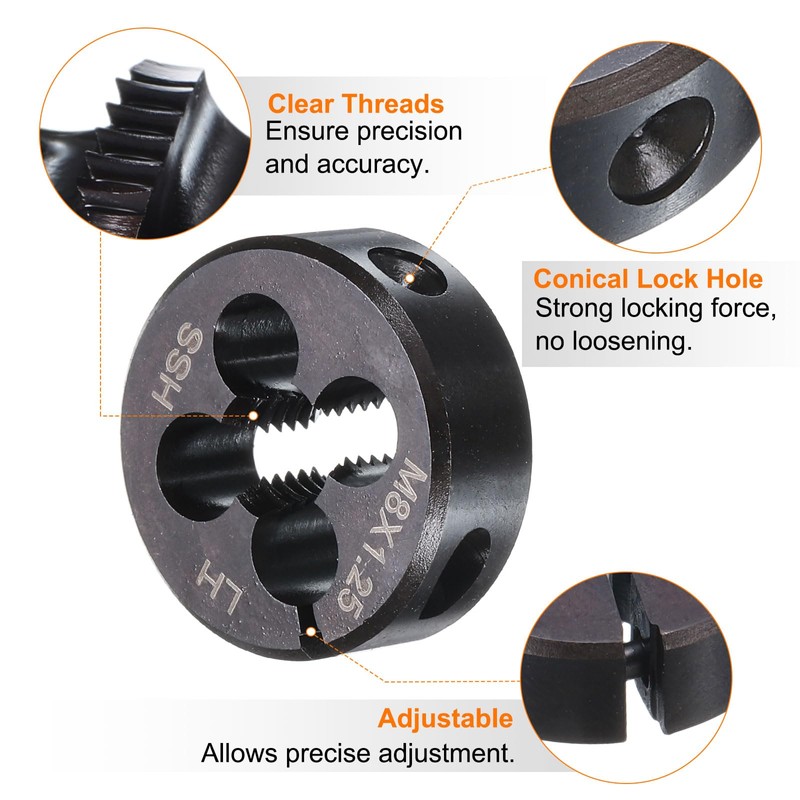 sourcing map Round Threading Die M8 x 1.25 Metric Thread