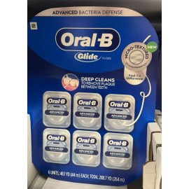 Oral-B Glide Advanced Bacteria Defense Floss 44m Each (Pack of 6)