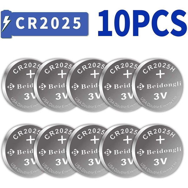CR2025 3V Lithium Coin Battery (10-Batteries)【5-Year Warranty】