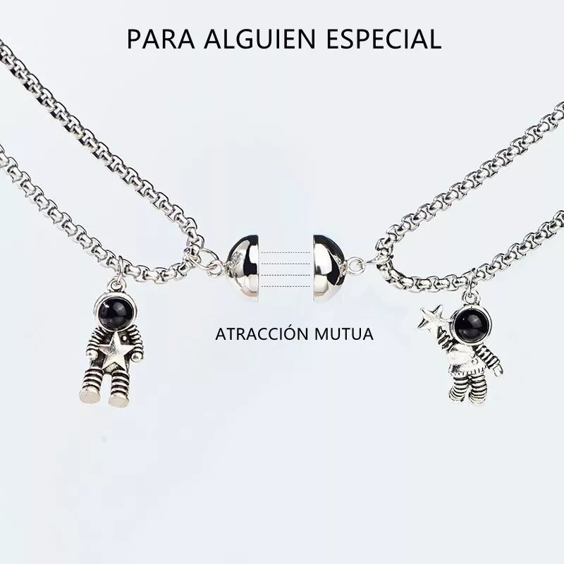 THE9SHOP 4 Pcs Pareja Iman Astronauta Atracción Pulseras Y Collares