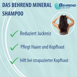 Behrend Homecare Mineral Shampoo for Supportive Care for Psoriasis, Neurodermatitis & Eczema - Mild Hair Care for All Hair Types & Suitable for Daily Hair Washing - Made in Germany (250 ml)