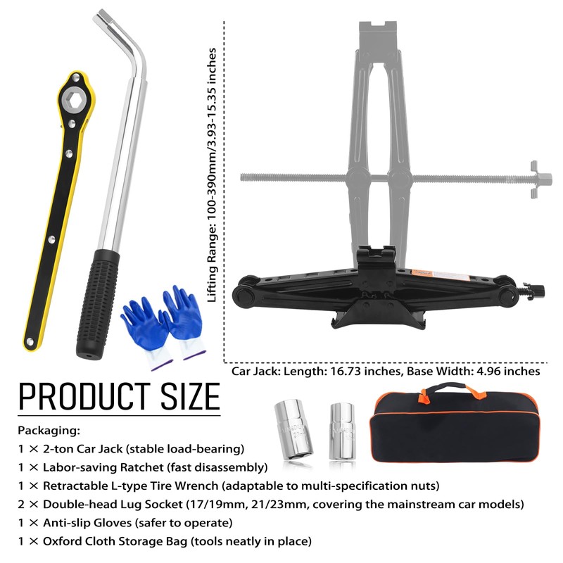 Scissor Jacks Set,2 Ton Portable Car Jack Kit with Lug