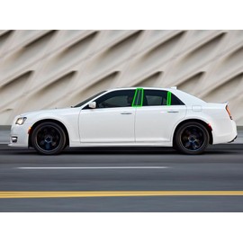 Rvinyl Pillar Post Window Trim Compatible with Chrysler 300 2011-2023 - Carbon Fiber 4D (Black)