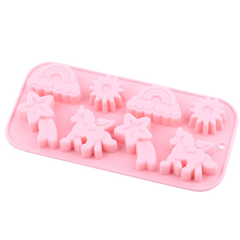 EPYHREHM 8 Cavity Winged Unicorn Themed Silicone Molds Rainbow Sun