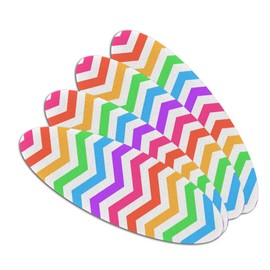 Rainbow Chevrons Zigzag Pattern Double-Sided Oval Nail File Emery Board Set 4 Pack