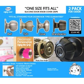 Enjoy Cover - 2 Pack Silicone Door knob Grips Maximum Grip Nonslip Arthritis & Senior Living Aids Grippy Easy Open Fits All Door Knob Universal Size Decorative (Foggy Clear)