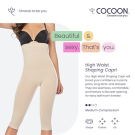Cocoon Shape Wear Women's High-Waisted Capri Leggings - Sculpt Your Figure with Style, Bathroom Friendly, Nude, Medium
