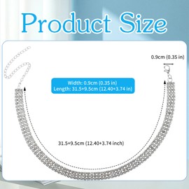 FdcLixuvol Diamond Choker Necklace for Women, Silver Rhinestone Necklace Adjustable Layered Chain Necklaces Anniversary Birthday Gift Crystal Jewelry for Women (3 Row)