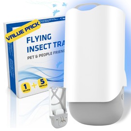 Flying Insect Trap for Indoors - Bug Catcher for Home, Plug-in Fly Bug Zapper with Effective Blue Light to Fruit Flies, Moths, Gnats, Mosquitoes,House Flies(1 Device+5 Refills)