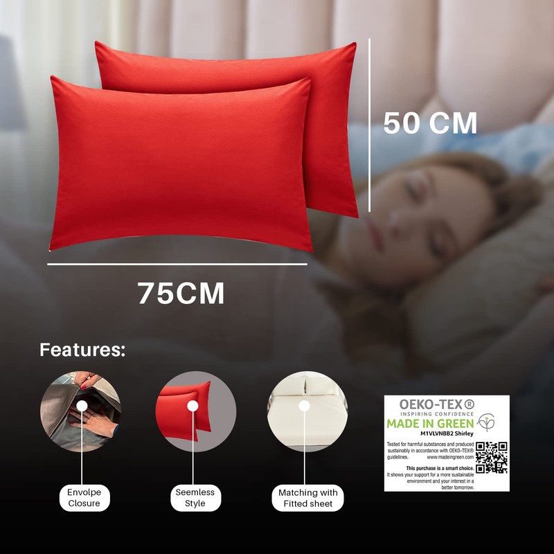 DTEX HOMES Pillowcases Pack of 2 Ultra Soft Polycotton Envelope