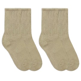 Jefferies Socks Boys School Uniform Rib Dress Crew Socks 2 Pair Pack (M - USA Shoe 12-6 - 5-10 Years, Khaki)