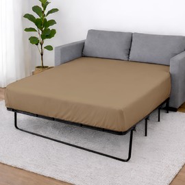 Cottington Lane 1 Piece Sleeper Sofa Fitted Sheet Queen Size, Premium Quality 100% Egyptian Cotton, 6 Inch Deep Sofa Bed/Pullout Couch Bottom Sheet Only, Cooling, Soft & Breathable, Taupe