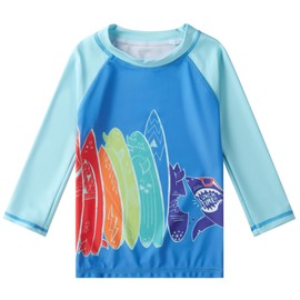 SWMSTUPF Toddlers Baby Boys' 3-Piece Rashguard Set Kids Bathing Suit Set with Hat UPF 50+(Surfing,6-9 Months)