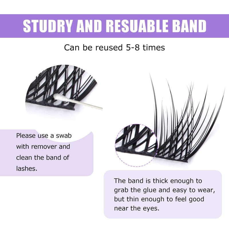 GAQQI Lash Clusters, Eyelash Clusters DIY Lash Extensions D Curl