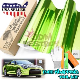 Supercast Chrome Acid Lime Car Vinyl Wrap Sticker Decal Film Sheet with Air Release Technology - 48"x60" (4FTx5FT)