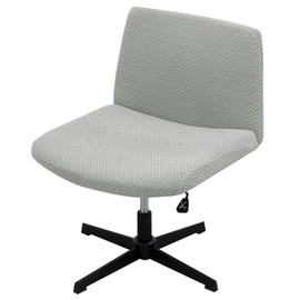 LiveGo Armless Chair Slipcover Armless Office Desk Chair Cover Knitted Jacquard Modern Vanity Chair Cover Wide Seat Computer Task Chair Cover Mid Back Accent Chair Cover (Light Gray)