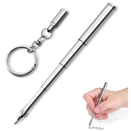 LeTradeJP Mini Short Ballpoint Pen Strap Keychain Mini Ballpoint Pen Stainless Steel Retractable Small Lightweight