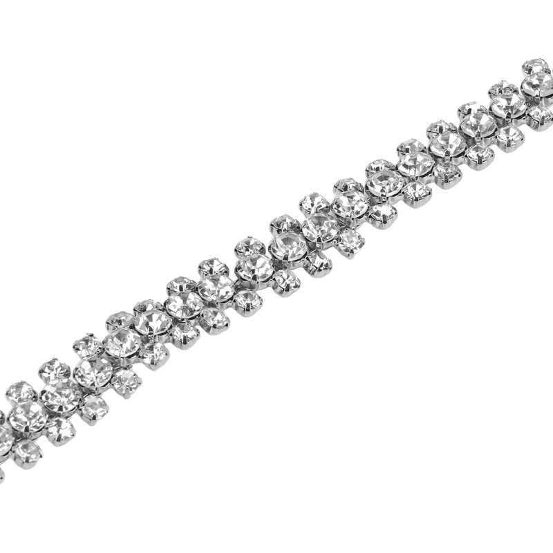 1 Yard 3 Rows Rhinestone Chain Round Glittering Rhinestone White
