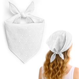 JJUNW White Hair Bandanas for Women, Cute Adjustable Bandanas Bandana Head Kerchief for Women’s Crochet Head Scarf
