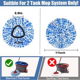2-Pack Spin Mop Replacement Head for O-Ceda RinseClean Spin Mop Refill 2-Tank System Microfiber Deep Cleaning Machine Washable and Easy-to-Replace
