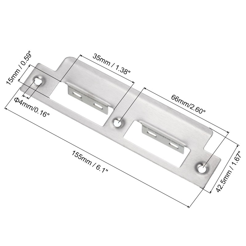 sourcing map Door Strike Plate, 155mm x 35mm 201 Stainless