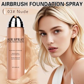 IONSGAKO Magic Minerals Airbrush Foundation Makeup Spray Silk Flawless Foundation Mist Makeup Full Coverage Foundation Breathable Long Lasting Natural Matte Finish for Mature Skin(Nude)
