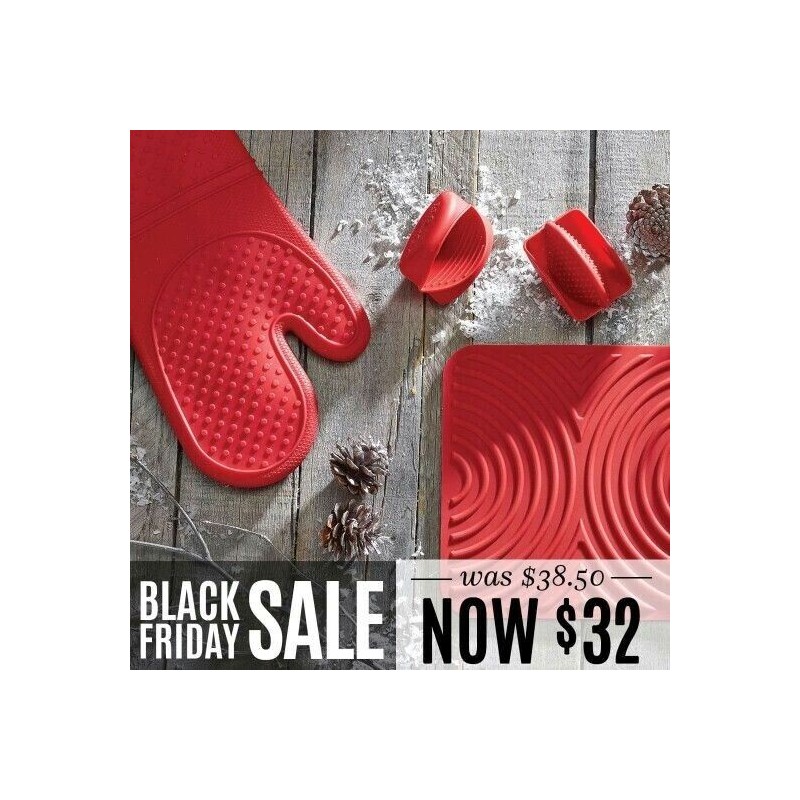 PAMPERED CHEF SILICONE OVEN MITT SET of 2