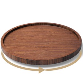 VERTORGAN Lazy Susan Organizer for Kitchen,Bamboo Turntable for Cabinet,Pantry,Vanity,Middle（Brown）