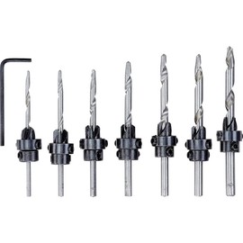 kwb Wood Countersink Drill Bit Set 8 Piece Set 7 x Depth Stops for Soft Wood