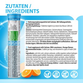 EVÄM Calcium Brausetabletten Orange I Geschmack Orange I 3x 20 Stück I Nahrungsergänzungsmittel mit wichtigen Vitaminen für den täglichen Vitaminbedarf I Vegan I Zuckerfrei I Made in Germany
