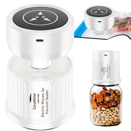 Carattime Electric Mason Jar Vacuum Sealer Kit Auto Stop Fully Automatic Fits Wide and Regular Mouth 3 IN 1 Design For Canning Jar And Sous Vide Bags