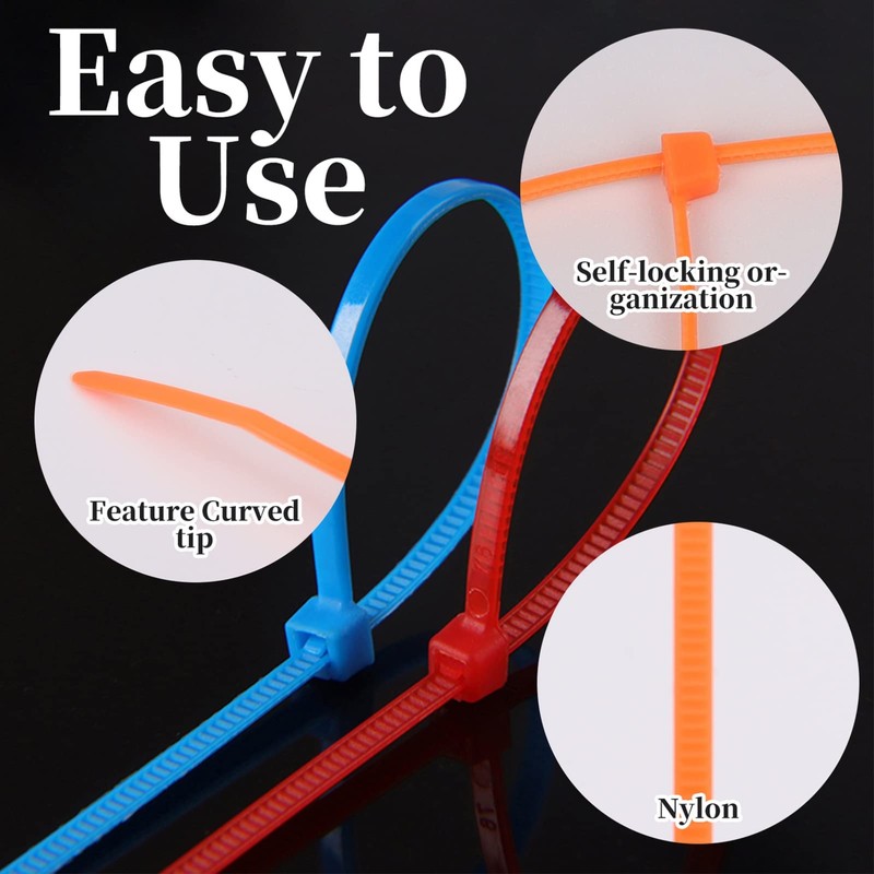 700pcs 8" Coloured Cable Ties, 200mm x 3.6mm Nylon Zip