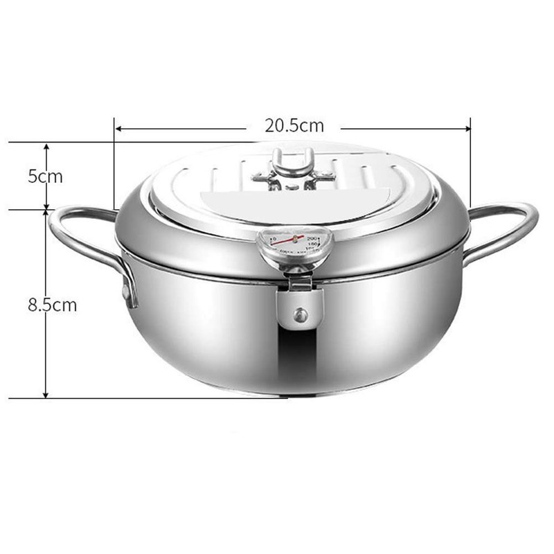 TAMUME 2.5 L Frying Pot with Stainless Steel Lid and