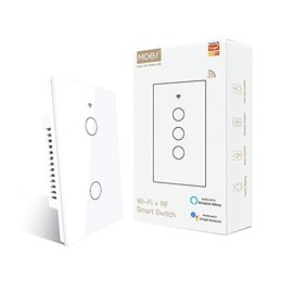 MOES - Interruptor inteligente de un solo cable, 2ª generación WiFi RF433 Touch Wall, no necesita cable neutro, compatible con App Smart Life/Tuya, compatible con Alexa y Google Home, un polo 110 V