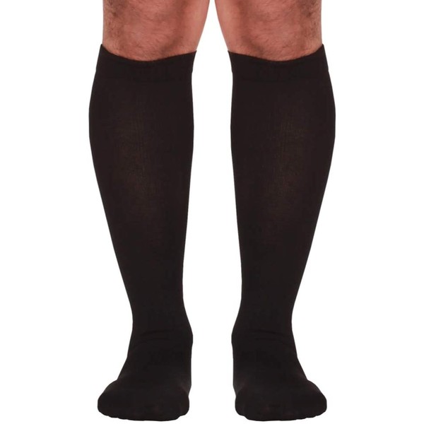 Absolute Support - Made in USA - Circulating Dress Compression Socks 20-30 mmHg for Men - Knee High Firm Support Stockings for Nursing Travel Flight Work - Black, Small