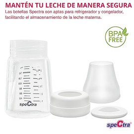 Spectra | Botella de Almacenamiento de Leche Materna para Extractor de Leche Eléctrico |Capacidad: 5 FL OZ/160 ml (2 piezas) - Contenedor Compatible con Saca Leches Eléctricos. Botella de Cuello Ancho.