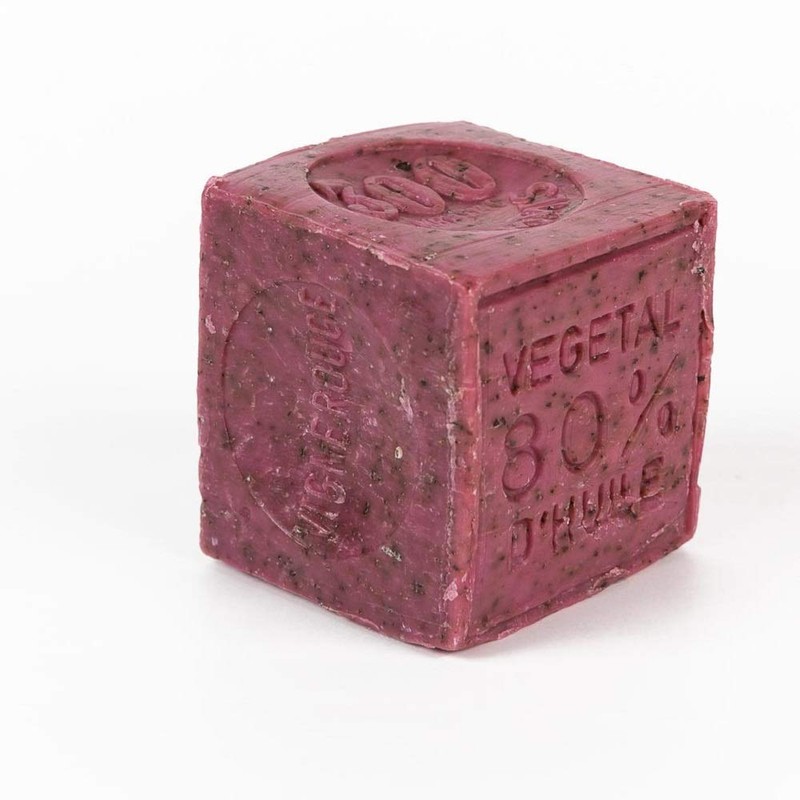 Cube de savon de Marseille - Vignes Rouges broyées -