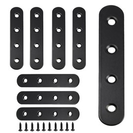 AUXBC 8Pcs Stainless Steel Straight Brace 4”x0.67”, Flat Metal Straight Support, Repair Fixed Bracket Connector, Furniture Repair Fixing Joint with Screw, Black